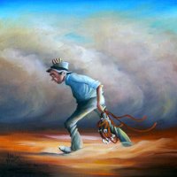 Painting by Max Mannix:  Against The Wind